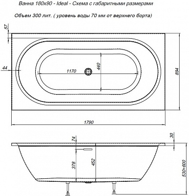 Акриловая ванна Aquanet Ideal 180x90 Акриловая ванна Aquanet Ideal 180x90