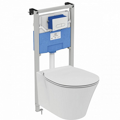 Комплект Ideal Standard Prosys Oleas™ Connect Air унитаз + крышка-сиденье + инсталляция и пневматическая панель смыва P212101 Комплект Ideal Standard Prosys Oleas™ Connect Air унитаз + крышка-сиденье + инсталляция и пневматическая панель смыва P212101