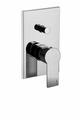 Смеситель встраиваемый для душа на 2 выхода с накладкой нерж сталь 120х190мм.девиатор-кнопка, Хром