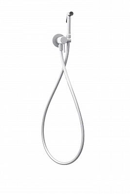 Set гигиен. Душа TWEET ROUND MIX душ и держатель из металла, шланг металл 1200мм, co СМЕСИТЕЛЕМ, цвет Белый матовый