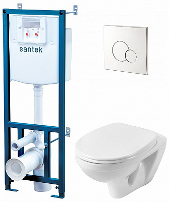 Комплект унитаз с инсталляцией Santek Бореаль Пэк, 1WH501544 + сиденье + панель хром Комплект унитаз с инсталляцией Santek Бореаль Пэк, 1WH501544 + сиденье + панель хром