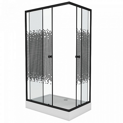 Душевой уголок Niagara Eco NG-012-14Q BLACK 120х80х195 стекло мозаика