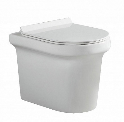 Унитаз приставной Aquanet Nova-F BL-101N-FST (203340) с крышкой-сиденьем Soft Close - Slimseat BL-005 безободковый