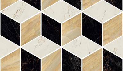 Mosaico T3 3D Nero-Oro-Bianco