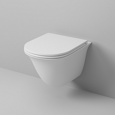 Унитаз подвесной Grossman GR-4412MS безободковый с тонкой крышкой, матовый белый Унитаз подвесной Grossman GR-4412MS безободковый с тонкой крышкой, матовый белый