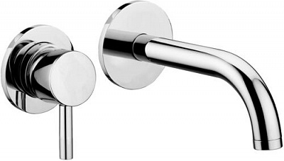 Смеситель для раковины встраиваемый, накладки диам.70мм, излив 175мм, Хром