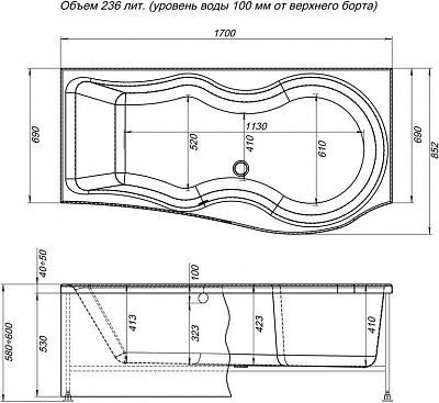 Фронтальная панель для ванны Aquanet Nicol 170 R