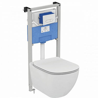 Комплект Ideal Standard Prosys Oleas™ Tesi унитаз + крышка-сиденье + инсталляция и пневматическая панель смыва P386801