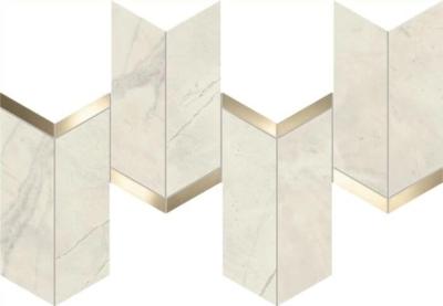 Calacatta Perla Mosaico Chevron Lappato 19.2x46.3