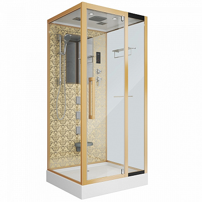 Душевая кабина Niagara NG-7714G 100x90 см с гидромассажем стенки золото