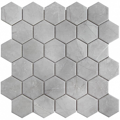 Мозаика Homework Mosaic Hexagon Small Marble Grey Matt 27.1x28.2
