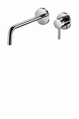 Смеситель для раковины встраиваемый, накладки диам.70мм, излив 175мм, Хром