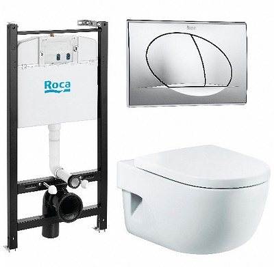 Комплект Roca Meridian 7893104110 подвесной унитаз + инсталляция + кнопка