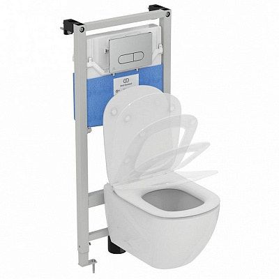 Комплект Ideal Standard Prosys Tesi подвесной унитаз + крышка-сиденье + встраиваемая инсталляция и механическая панель смыва R030501 Комплект Ideal Standard Prosys Tesi подвесной унитаз + крышка-сиденье + встраиваемая инсталляция и механическая панель смыва R030501