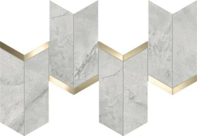 Grey Cloud Mosaico Chevron Lappato 19.2x46.3