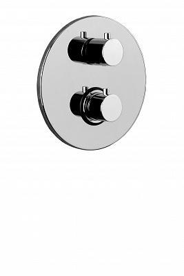 Смеситель термостат встраиваемый для душа 2 выход с накл.металл диам.200мм, девиатор-картридж, 2 положения+стоп, Хром