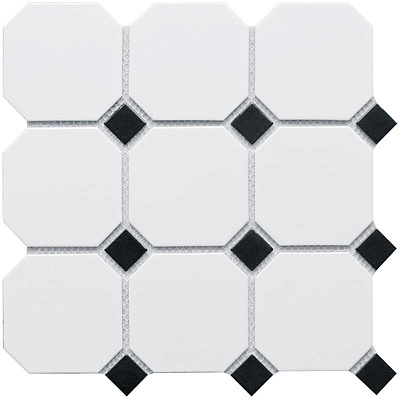 Мозаика Mosaic Octagon Big White-Black Matt 30x30