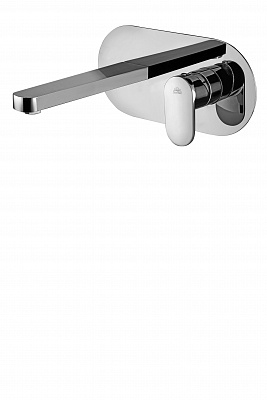 Смеситель встраиваемый для раковины излив 200мм, накладка из нержавеющей стали 250х120мм, Хром