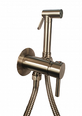 Set гигиен. Душа TWEET ROUND MIX душ и держатель из металла, шланг металл 1200мм, co СМЕСИТЕЛЕМ, цвет Steel looking