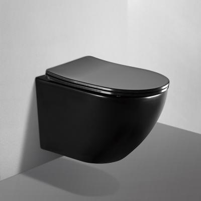 Унитаз ABBER Bequem AC1100MB подвесной черный матовый, безободковый с крышкой Унитаз ABBER Bequem AC1100MB подвесной черный матовый, безободковый с крышкой