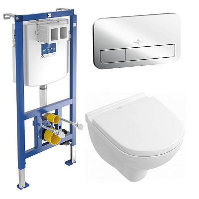 Комплект Villeroy & Boch O.novo 5688HR01 подвесной унитаз+ инсталляция 92246100+ кнопка Комплект Villeroy & Boch O.novo 5688HR01 подвесной унитаз+ инсталляция 92246100+ кнопка