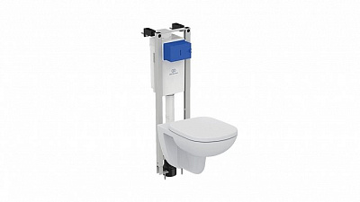 Комплект Ideal Standard Prosys Tempo подвесной унитаз + крышка-сиденье с функцией плавного закрытия + встраиваемая инсталляция для монтажа W440101 Комплект Ideal Standard Prosys Tempo подвесной унитаз + крышка-сиденье с функцией плавного закрытия + встраиваемая инсталляция для монтажа W440101