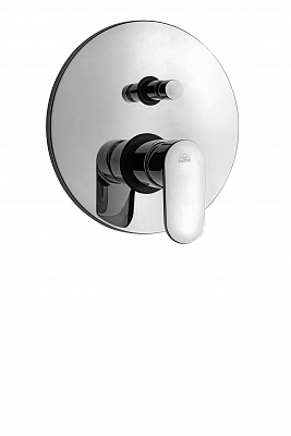 Смеситель встраиваемый для душа на 2 выхода с накладкой латунной диам.200мм, девиатор-кнопка, Хром