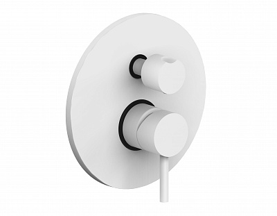 Смеситель встраиваемый для душа на 2 выход с накладкой из металла диам.200мм, девиатор-картридж, 2 положения+1 комбо, Белый матовый