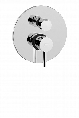 Смеситель встраиваемый для душа на 2 выход с накладкой из металла диам.200мм, девиатор-картридж, 2 положения+1 комбо, Хром