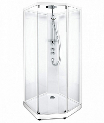 Душевая кабина IDO Showerama 10-5 Comfort 558.203.305 90x80 см стекло прозрачное задние стенки прозрачные профиль белый