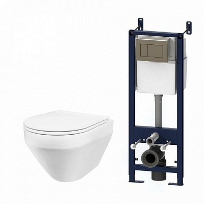 Комплект унитаз с инсталляцией и клавишей Am.Pm Spirit IS3701700 белый с сиденьем с микролифтом