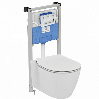 Комплект Ideal Standard Prosys Connect подвесной унитаз + крышка-сиденье + встраиваемая инсталляция и механическая панель смыва E212701 Комплект Ideal Standard Prosys Connect подвесной унитаз + крышка-сиденье + встраиваемая инсталляция и механическая панель смыва E212701