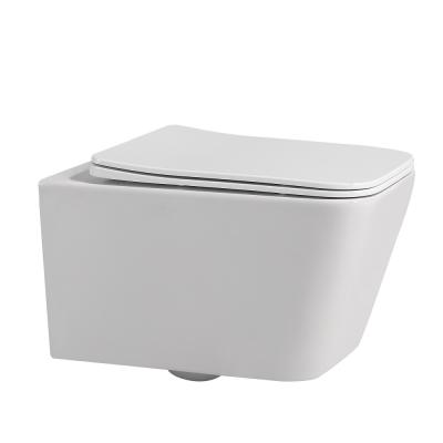 Унитаз ABBER Rechteck AC1201 подвесной белый, безободковый с крышкой Унитаз ABBER Rechteck AC1201 подвесной белый, безободковый с крышкой