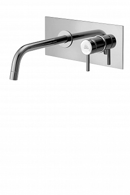 Смеситель для раковины встраиваемый, накладка нерж сталь 250х100мм, излив 175мм, Хром