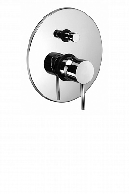Смеситель встраиваемый для душа на 2 выход с накладкой из металла диам.200мм, девиатор-кнопка, Хром