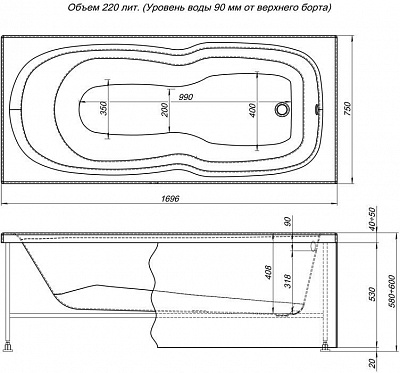 Фронтальная панель для ванны Aquanet Riviera 170