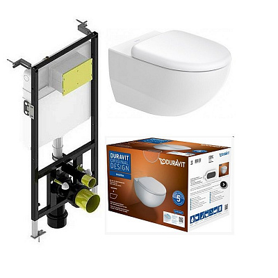 Комплект Duravit Architec Rimless 45720900A1 подвесной унитаз + инсталляция 8010-1000(T02-2113) Комплект Duravit Architec Rimless 45720900A1 подвесной унитаз + инсталляция 8010-1000(T02-2113)