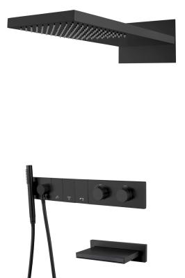 Встроенная душевая система с изливом ZODIAC с термостатом, трехпозиционная Black