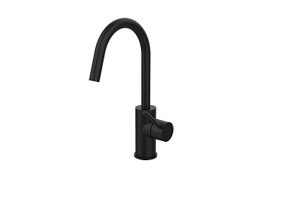 Смеситель для раковины с поворот.изливом без д/к, Черный матовый