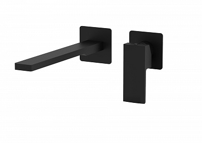 Смеситель для раковины встраиваемый с изливом 200мм с накладками 70х70мм