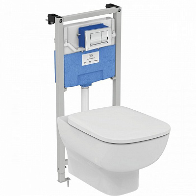 Комплект Ideal Standard Prosys Esedra подвесной унитаз + крышка-сиденье + встраиваемая инсталляция и механическая панель смыва T387301 Комплект Ideal Standard Prosys Esedra подвесной унитаз + крышка-сиденье + встраиваемая инсталляция и механическая панель смыва T387301