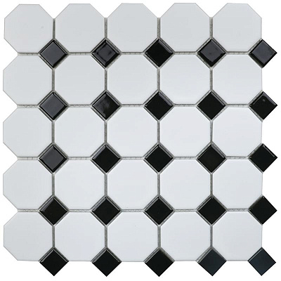 Мозаика Mosaic Octagon Small White-Black Matt 29.5x29.5