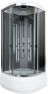 Душевая кабина Arcus AS-111-9 90x90 см фронтальные стекла серые тонированные задние матовые серебро