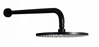 Верхний душ d.225 из металла мод. MASTER с поворот. Крепл., антикальций, 8мм в комплекте с Настенное крепление верх. Душа LUSSO 400мм, цвет черный матовый