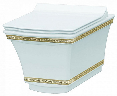 Унитаз подвесной Boheme Hermitage GOLD 951-G с узором