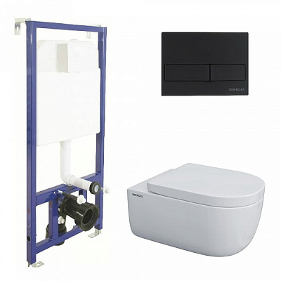 Комплект Berges Novum 043234 инсталляция Novum525 + кнопка L5 SoftTouch черная + унитаз EGO XL 54 см + сиденье дюропласт Toma SO Комплект Berges Novum 043234 инсталляция Novum525 + кнопка L5 SoftTouch черная + унитаз EGO XL 54 см + сиденье дюропласт Toma SO