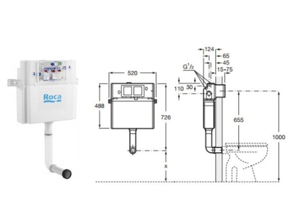 Комплект Roca The Gap Pack 893109000 с сиденьем и бачком + кнопка