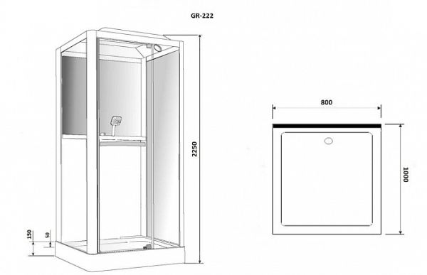 Душевая кабина Grossman GR-222 100х80х225