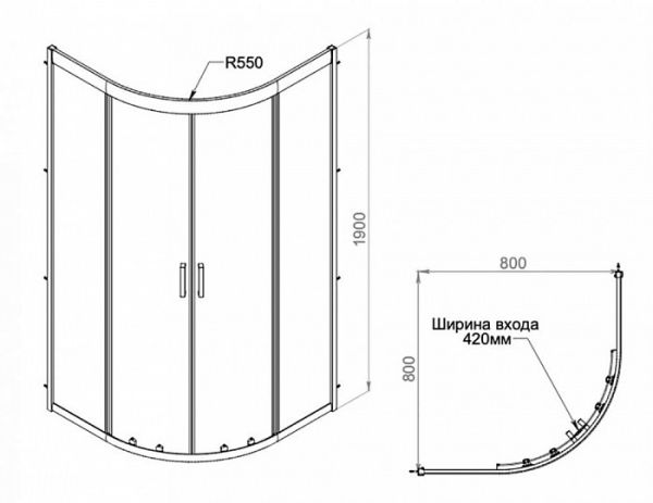Душевой уголок Am.Pm Gem W90G-401-080WT 80x80 см профиль матовое серебро стекло прозрачное