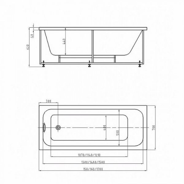 Акриловая ванна Aquatek Мия 170x70